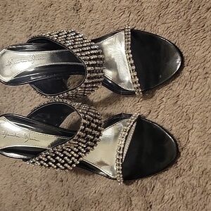Elegant Black and Silver Women's Heels